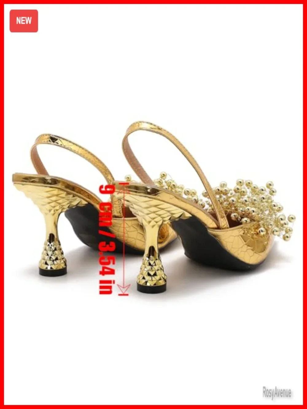 Slingback Block Heels Pumps Pointed Toe 3.5 Inch Arch Support Slip On